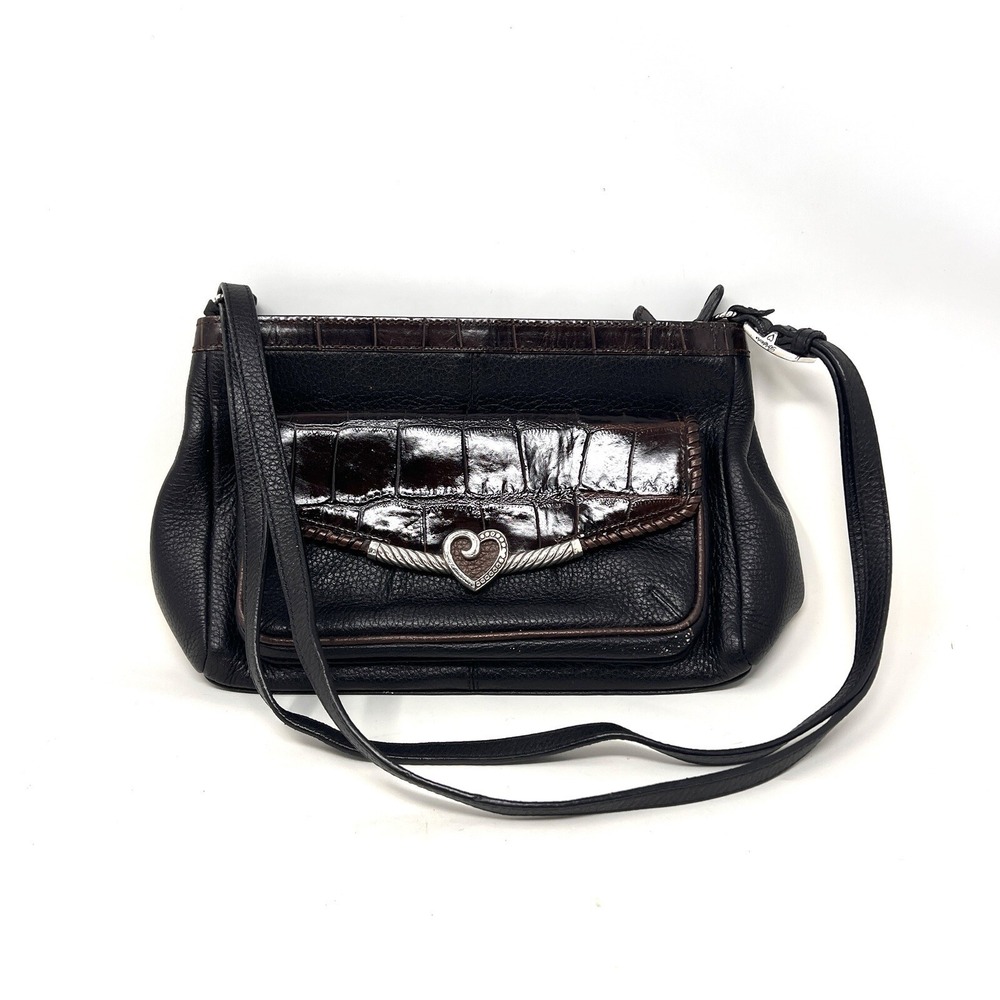 Brighton Womens Convertible Crossbody Belt Bag Wallet Purse Black Brown Leather